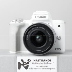 ( Used!! ) Canon EOS M50 White + Canon EF-M 15-45 F3.5-5.6 IS STM Silver